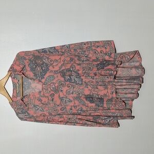 Soft Surroundings Philippa Pink and Blue Paisley Tunic Top Size XL